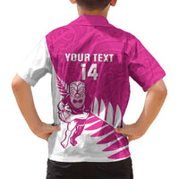 New Zealand Silver Fern Rugby Custom Family Matching Puletasi and Hawaiian Shirt Go All Black Maori Pink Version