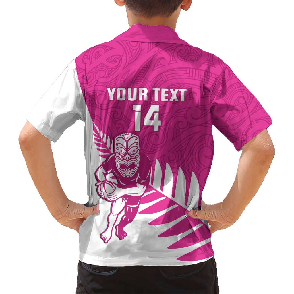 New Zealand Silver Fern Rugby Custom Family Matching Summer Maxi Dress and Hawaiian Shirt Go All Black Maori Pink Version LT14 - Polynesian Pride