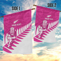 New Zealand Silver Fern Rugby Custom Garden Flag Go All Black Maori Pink Version