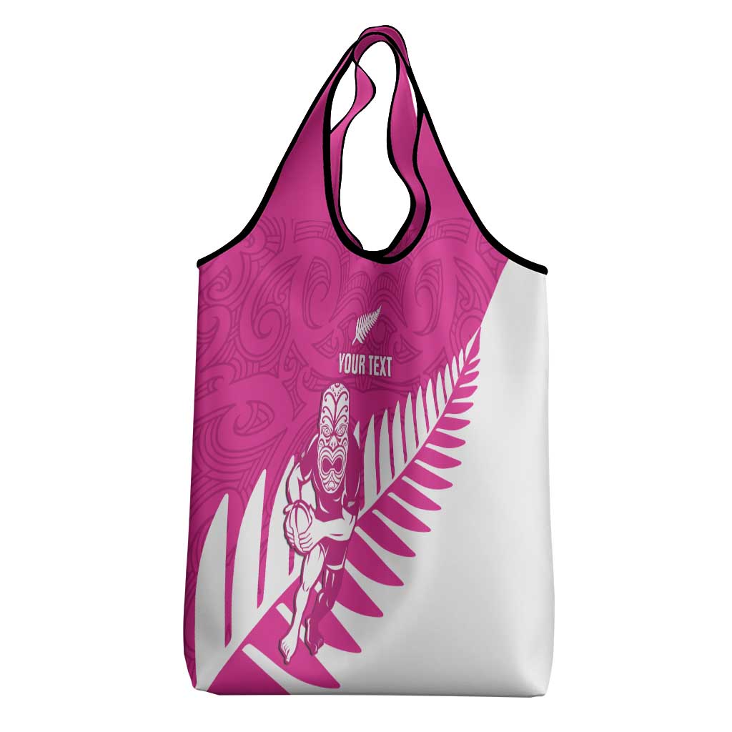 New Zealand Silver Fern Rugby Custom Grocery Bag Go All Black Maori Pink Version LT14 - Polynesian Pride