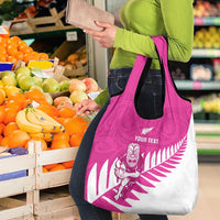 New Zealand Silver Fern Rugby Custom Grocery Bag Go All Black Maori Pink Version LT14 - Polynesian Pride