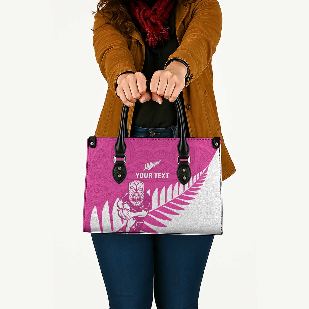 New Zealand Silver Fern Rugby Custom Leather Bag Go All Black Maori Pink Version - Polynesian Pride