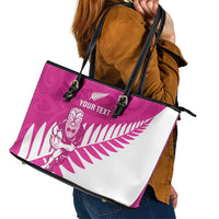 New Zealand Silver Fern Rugby Custom Leather Tote Bag Go All Black Maori Pink Version