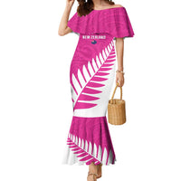 New Zealand Silver Fern Rugby Custom Mermaid Dress Go All Black Maori Pink Version