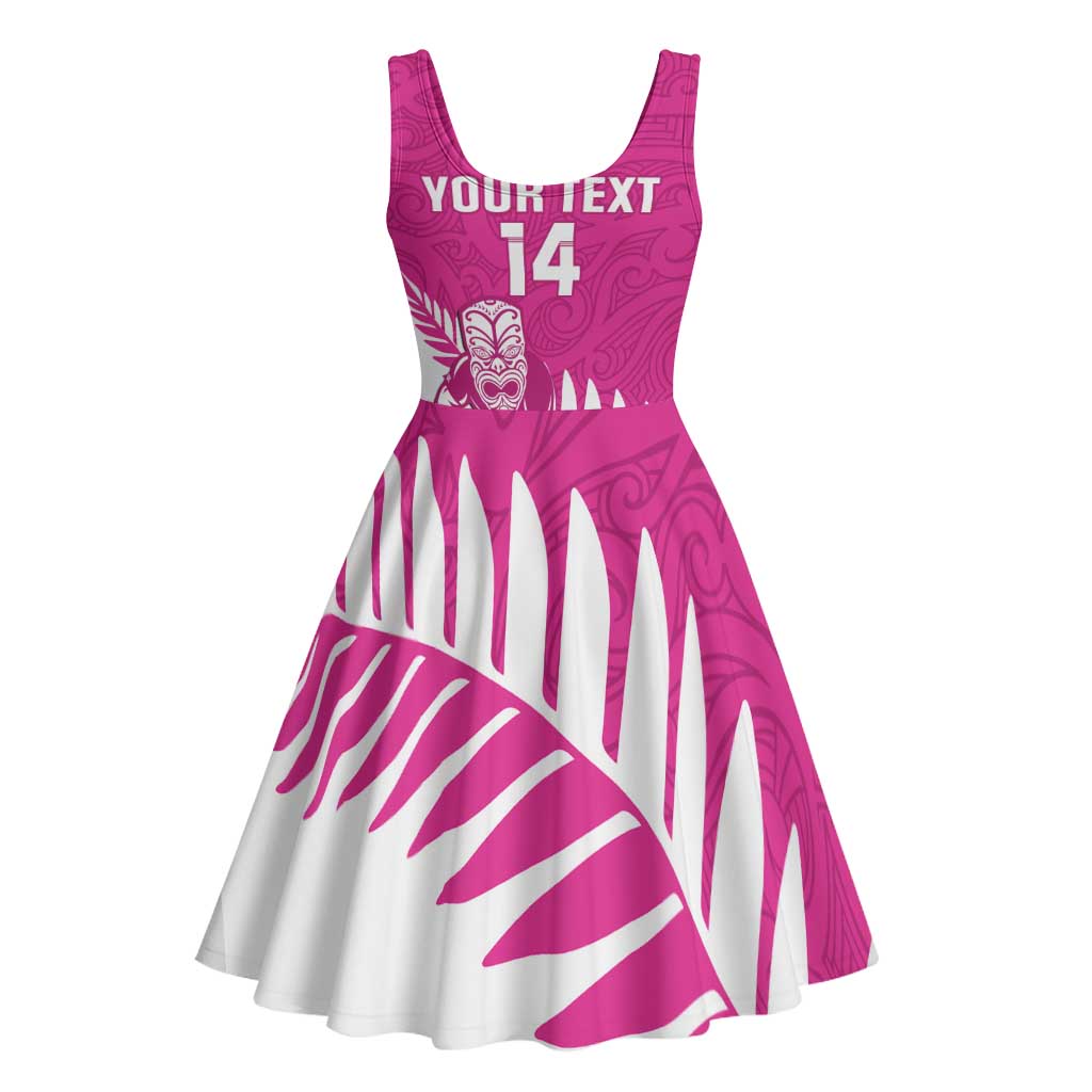 New Zealand Silver Fern Rugby Custom Midi Dress Go All Black Maori Pink Version LT14 - Polynesian Pride