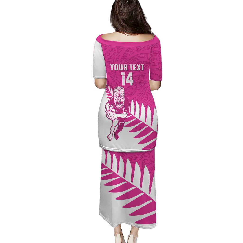 New Zealand Silver Fern Rugby Custom Puletasi Go All Black Maori Pink Version