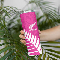 New Zealand Silver Fern Rugby Custom Skinny Tumbler Go All Black Maori Pink Version LT14 - Polynesian Pride