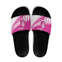 New Zealand Silver Fern Rugby Custom Slide Sandals Go All Black Maori Pink Version LT14 Pink - Polynesian Pride