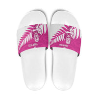 New Zealand Silver Fern Rugby Custom Slide Sandals Go All Black Maori Pink Version LT14 Pink - Polynesian Pride