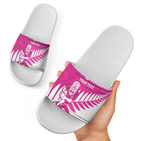 New Zealand Silver Fern Rugby Custom Slide Sandals Go All Black Maori Pink Version LT14 - Polynesian Pride