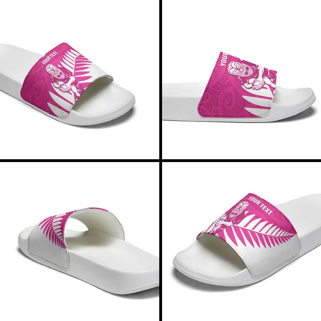 New Zealand Silver Fern Rugby Custom Slide Sandals Go All Black Maori Pink Version LT14 - Polynesian Pride
