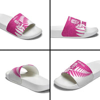 New Zealand Silver Fern Rugby Custom Slide Sandals Go All Black Maori Pink Version LT14 - Polynesian Pride