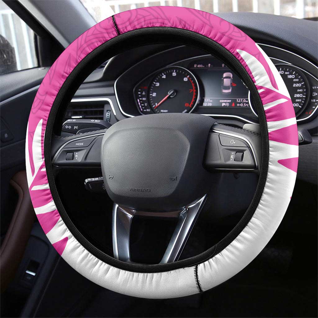 New Zealand Silver Fern Rugby Steering Wheel Cover Go All Black Maori Pink Version