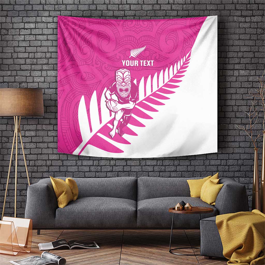 New Zealand Silver Fern Rugby Custom Tapestry Go All Black Maori Pink Version