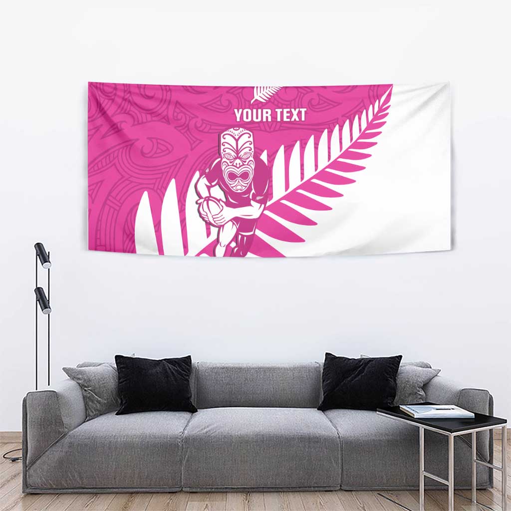 New Zealand Silver Fern Rugby Custom Tapestry Go All Black Maori Pink Version