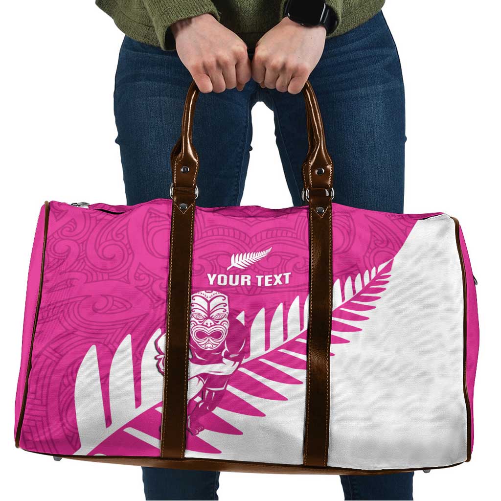 New Zealand Silver Fern Rugby Custom Travel Bag Go All Black Maori Pink Version - Polynesian Pride