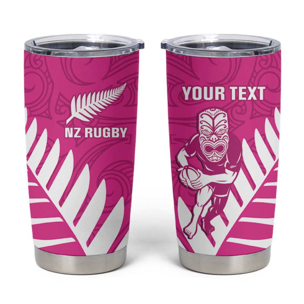 New Zealand Silver Fern Rugby Custom Tumbler Cup Go All Black Maori Pink Version
