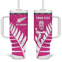 New Zealand Silver Fern Rugby Custom Tumbler With Handle Go All Black Maori Pink Version LT14 One Size: 40 oz Pink - Polynesian Pride