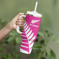 New Zealand Silver Fern Rugby Custom Tumbler With Handle Go All Black Maori Pink Version LT14 - Polynesian Pride