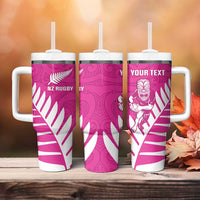 New Zealand Silver Fern Rugby Custom Tumbler With Handle Go All Black Maori Pink Version LT14 - Polynesian Pride