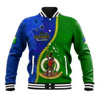 Vanuatu Malampa Province Baseball Jacket Turtle Sand Drawing Unique Tapa Pattern LT14 Unisex Green - Polynesian Pride