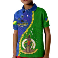 Vanuatu Malampa Province Kid Polo Shirt Turtle Sand Drawing Unique Tapa Pattern LT14 Kid Green - Polynesian Pride