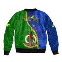 Personalised Vanuatu Malampa Province Bomber Jacket Turtle Sand Drawing Unique Tapa Pattern LT14 - Polynesian Pride