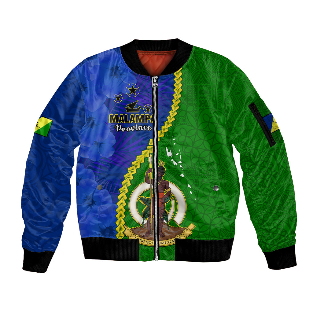 Personalised Vanuatu Malampa Province Sleeve Zip Bomber Jacket Turtle Sand Drawing Unique Tapa Pattern LT14 Unisex Green - Polynesian Pride