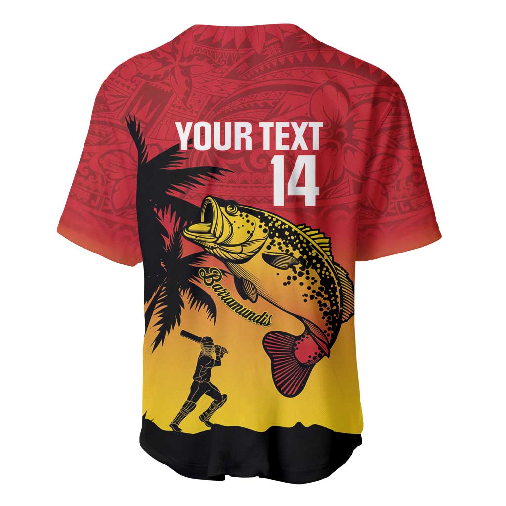 Custom Papua New Guinea Cricket Baseball Jersey PNG Barramundis - Polynesian Pride