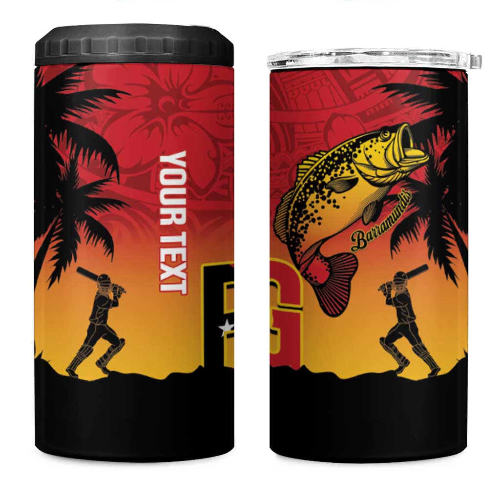 Custom Papua New Guinea Cricket 4 in 1 Can Cooler Tumbler PNG Barramundis - Polynesian Pride