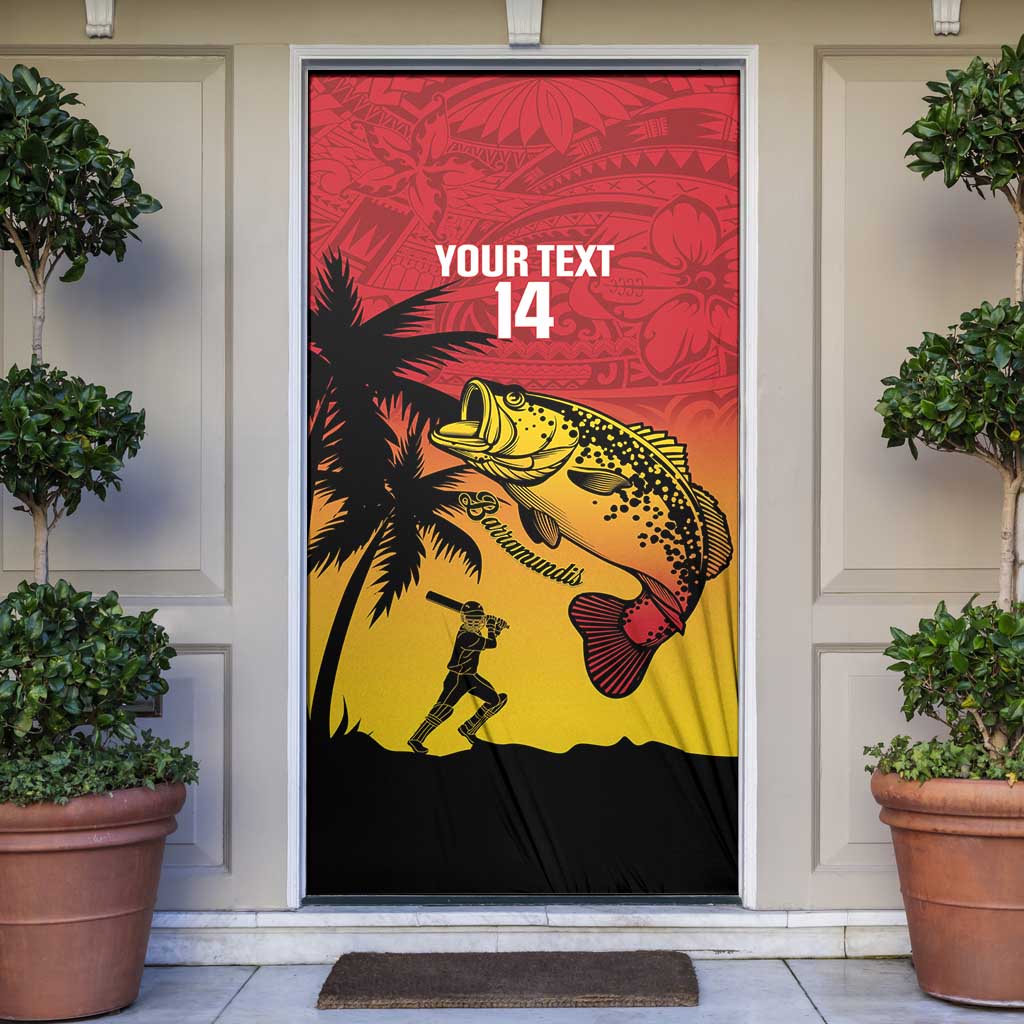 Custom Papua New Guinea Cricket Door Cover PNG Barramundis - Polynesian Pride