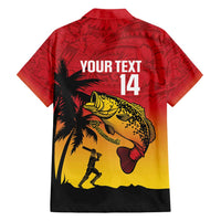 Custom Papua New Guinea Cricket Family Matching Long Sleeve Bodycon Dress and Hawaiian Shirt PNG Barramundis LT14 - Polynesian Pride