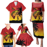 Custom Papua New Guinea Cricket Family Matching Puletasi and Hawaiian Shirt PNG Barramundis LT14 - Polynesian Pride