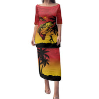Custom Papua New Guinea Cricket Family Matching Puletasi and Hawaiian Shirt PNG Barramundis LT14 Mom's Dress Red - Polynesian Pride