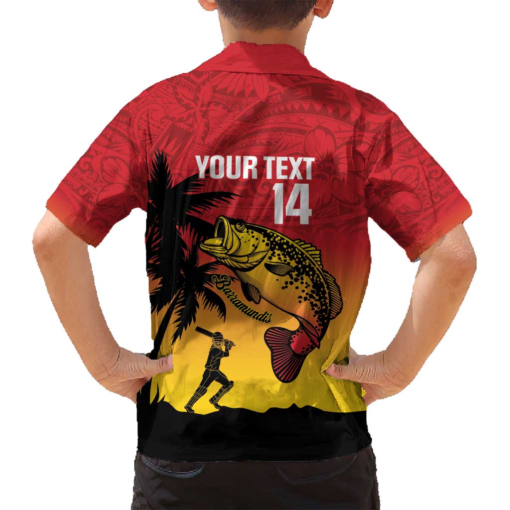 Custom Papua New Guinea Cricket Family Matching Tank Maxi Dress and Hawaiian Shirt PNG Barramundis LT14 - Polynesian Pride
