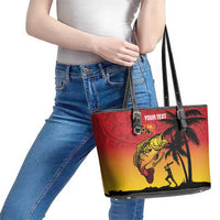 Custom Papua New Guinea Cricket Leather Tote Bag PNG Barramundis - Polynesian Pride