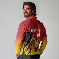 Custom Papua New Guinea Cricket Long Sleeve Polo Shirt PNG Barramundis LT14 - Polynesian Pride
