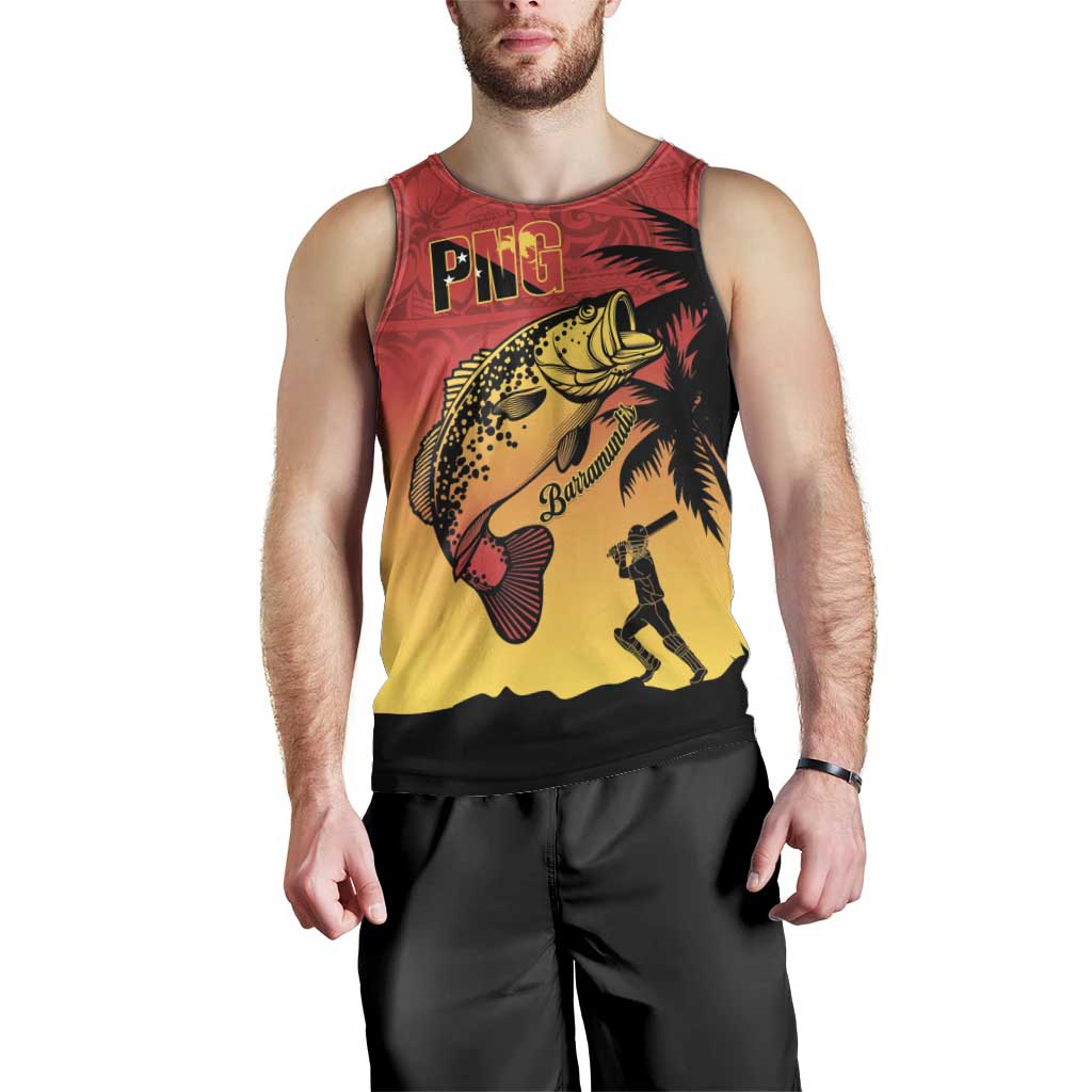 Custom Papua New Guinea Cricket Men Tank Top PNG Barramundis - Polynesian Pride