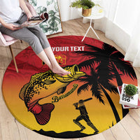 Custom Papua New Guinea Cricket Round Carpet PNG Barramundis - Polynesian Pride