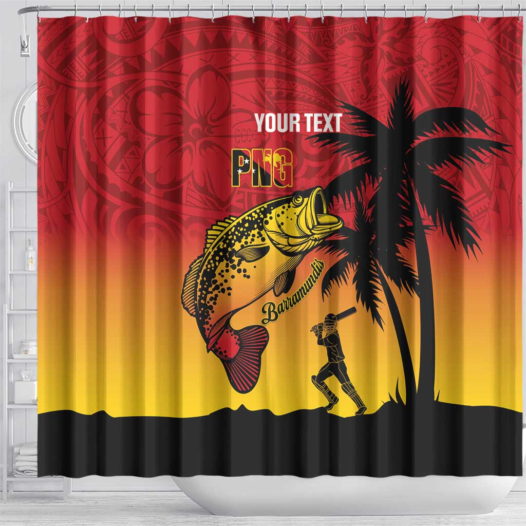 Custom Papua New Guinea Cricket Shower Curtain PNG Barramundis - Polynesian Pride