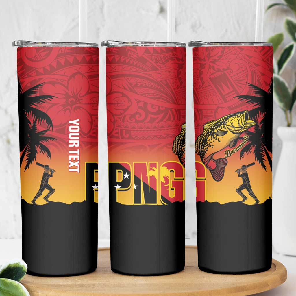 Custom Papua New Guinea Cricket Skinny Tumbler PNG Barramundis - Polynesian Pride