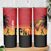Custom Papua New Guinea Cricket Skinny Tumbler PNG Barramundis - Polynesian Pride