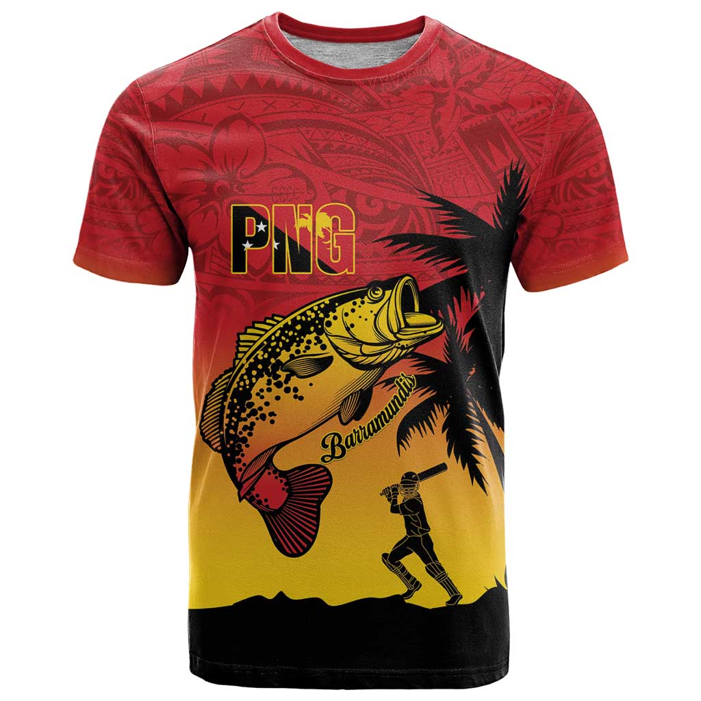 Custom Papua New Guinea Cricket T Shirt PNG Barramundis LT14 Red - Polynesian Pride