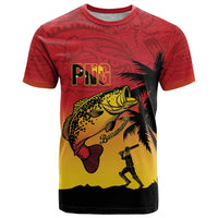 Custom Papua New Guinea Cricket T Shirt PNG Barramundis LT14 Red - Polynesian Pride