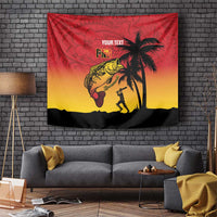 Custom Papua New Guinea Cricket Tapestry PNG Barramundis - Polynesian Pride