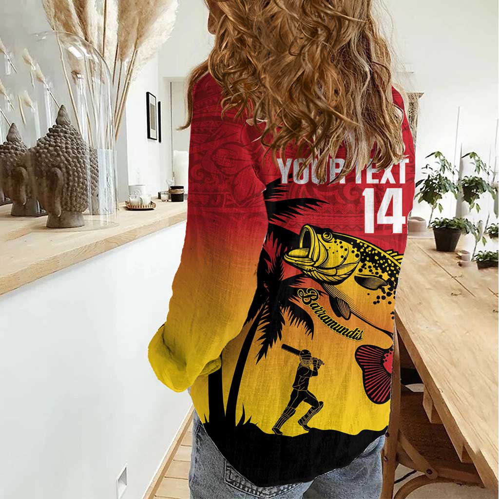Custom Papua New Guinea Cricket Women Casual Shirt PNG Barramundis LT14 - Polynesian Pride