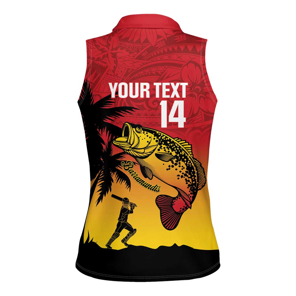 Custom Papua New Guinea Cricket Women Sleeveless Polo Shirt PNG Barramundis LT14 - Polynesian Pride