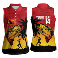 Custom Papua New Guinea Cricket Women Sleeveless Polo Shirt PNG Barramundis LT14 - Polynesian Pride