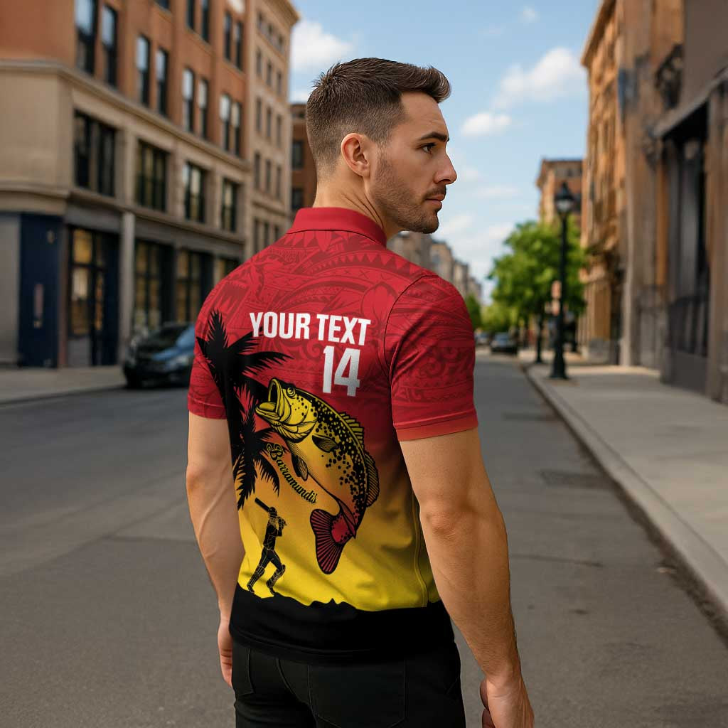 Custom Papua New Guinea Cricket Zipper Polo Shirt PNG Barramundis - Polynesian Pride