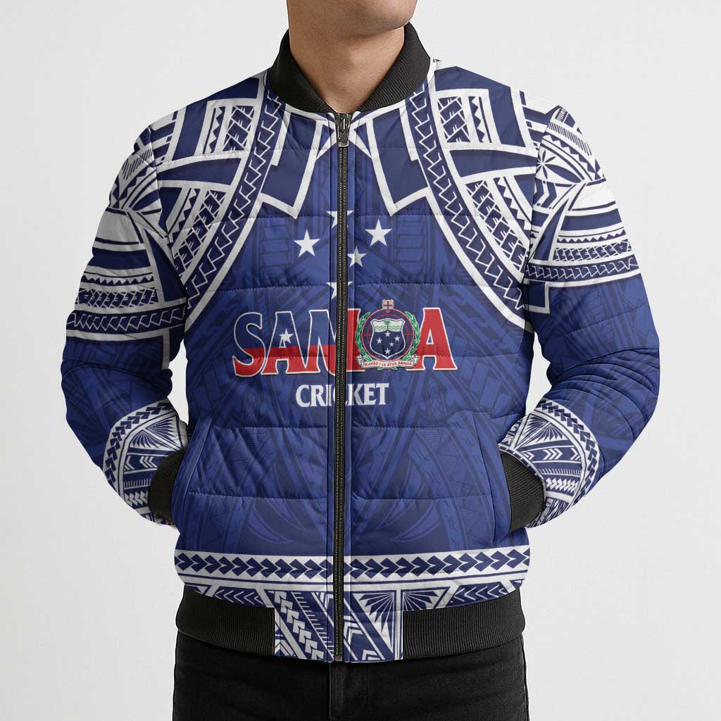 Custom Samoa Cricket Bomber Puffer Jacket Go Champions Samoan - Polynesian Pride